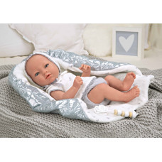 Arias Reborn doll with a shiny blanket, boy, 38 cm