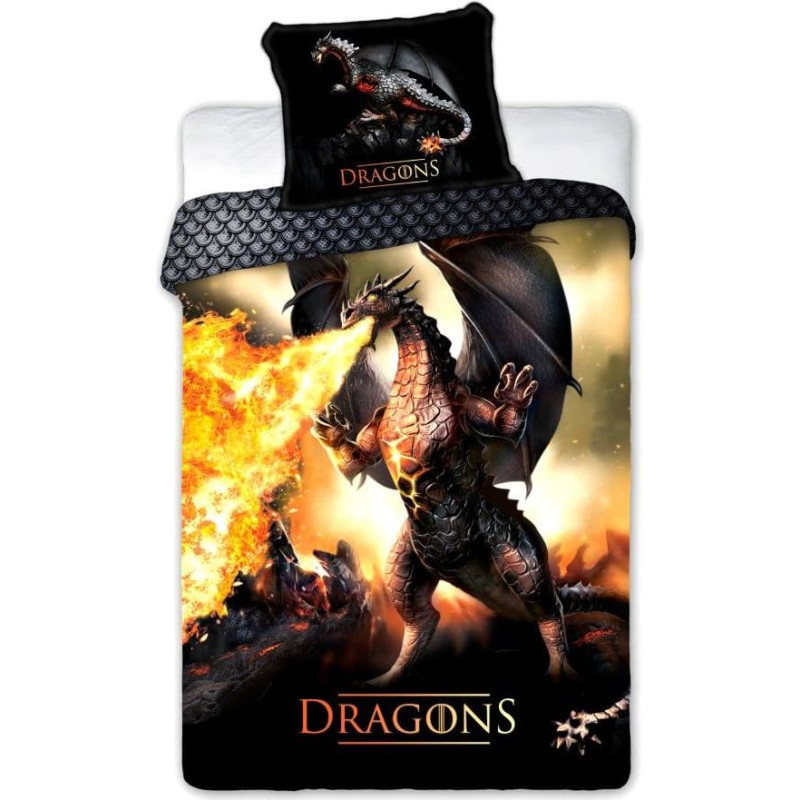 BEDDING SET YOUTH 027 DRAGONS FIRE DRAGON 140X200+70X90 COTTON.