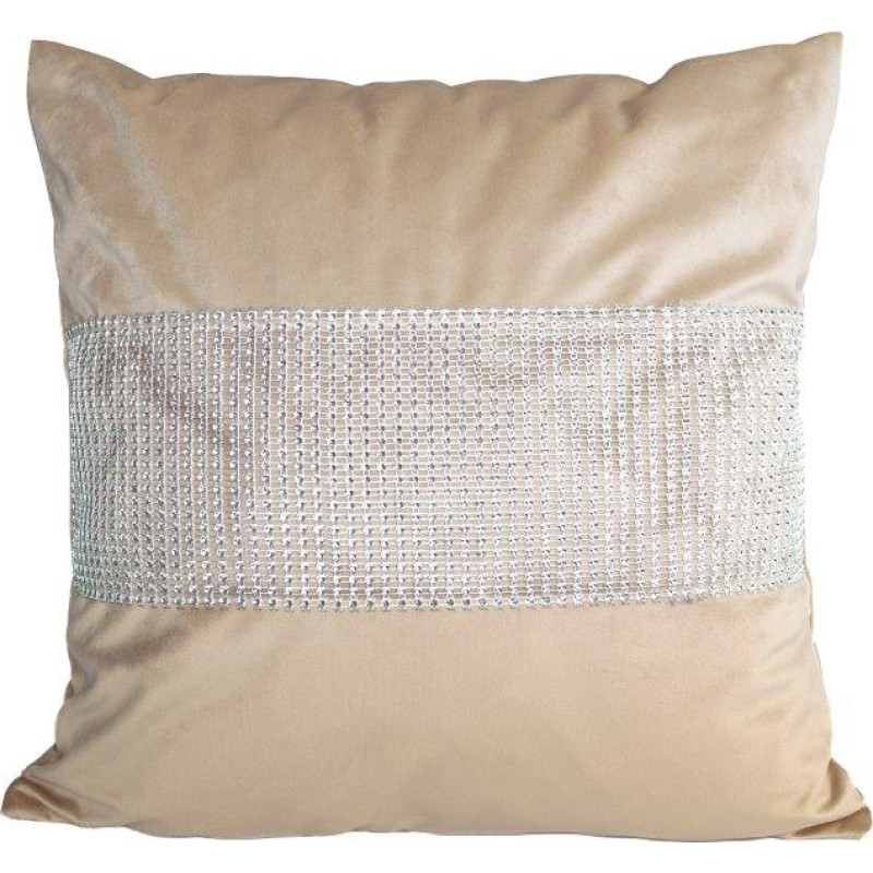 CUSHION COVER 40X40CM RHINESTONES P4040/CYR/BE VELVET BEIGE