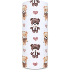 Ega Kids Diaper - 12448 - TETRA PRINT - EGA - TEDDY BEAR with  BOW - BROWN - size 70x80 cm