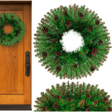 Springos Christmas wreath Springos CA1439, 45 cm artificial door decoration with pinecones, green