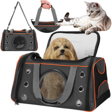 Springos Pet carrier bag for dogs and cats Springos PA0233, travel carrier, 24 x 48 x 33 cm, black-orange