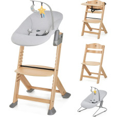 Kinderkraft highchair ENOCK, black + rocker CALMEE, grey