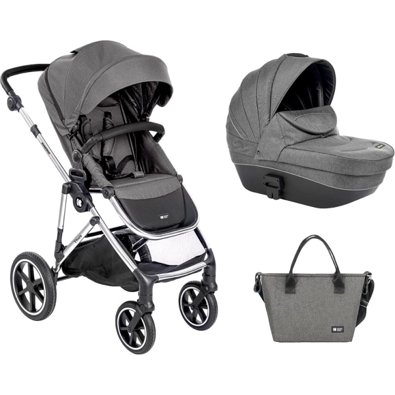 KIKKABOO Stroller 2in1 with plastic carrycot Thea Dark Grey
