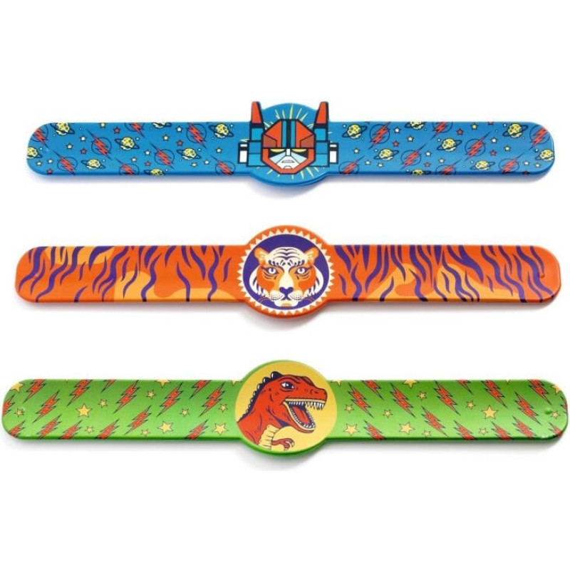 Djeco Slap bracelets - Dino, tiger, robots (1 pc., 3 designs)