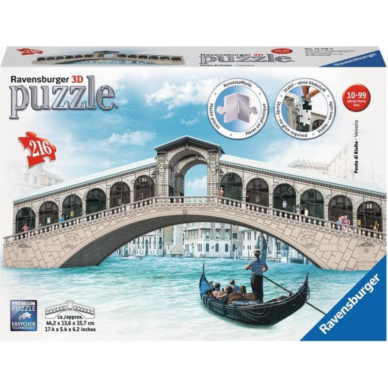 Ravensburger 3D Puzzle Rialto Bridge, Venice, 216 pcs, 10+
