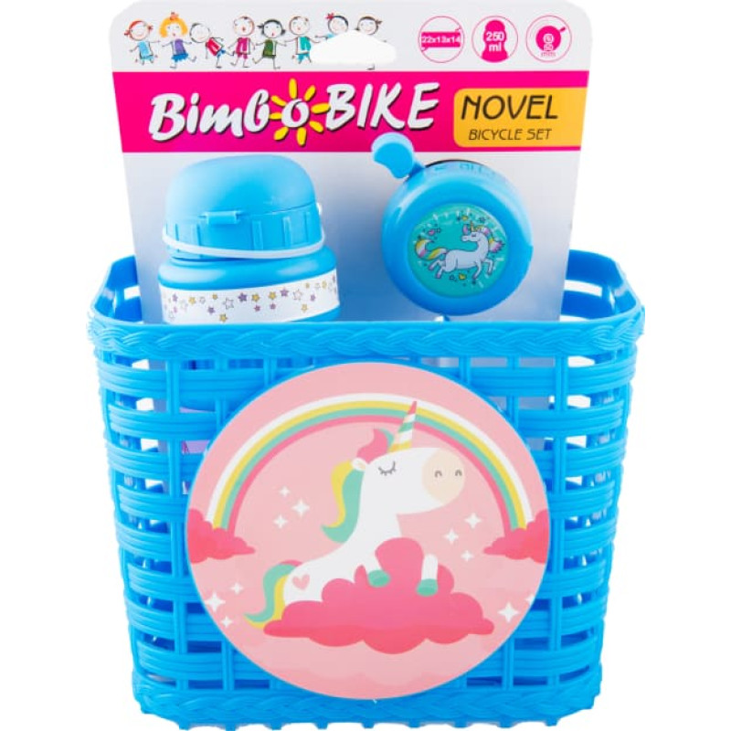 Bimbo Bike Set for children bike "NOVEL", 3 elements (basket, water bottle and bell), blue