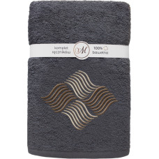 RĘCZNIK KPL.MARIBELLA 3 SZT./30X50/50X100/70X140/ FROTTE HAFT 003 FALE CIEMNY SZARY