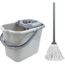 Sauber Oval 15 L Bucket with Press Wringer and Mop Set