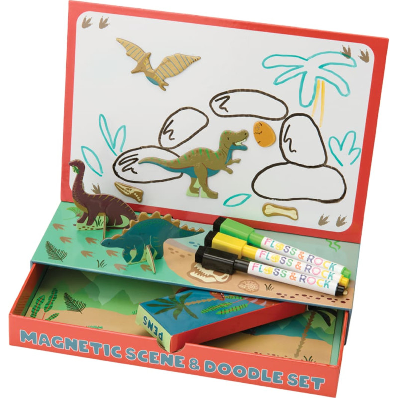 Floss & Rock Magnetic Scene and Doodle Set, Dinosaurs