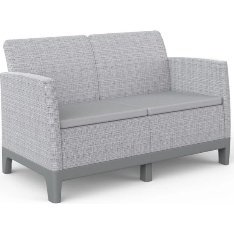 Keter Dārza dīvāns divvietīgs Scandi Form 2 Seater Sofa gai&scaron;i pelēks/tum&scaron;a tērauda pelēks