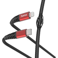 Hama 00201541 Extreme Charging Cable USB-C - Lightning 1.5m Nylon black/red