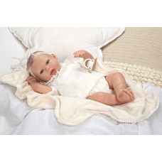 Arias Reborn doll with white clothing, girl, 45 cm