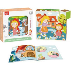 Tooky Toy Drewniane Klocki Puzzle Układanka Montessori Czerwony Kapturek + Książeczka 17 el.