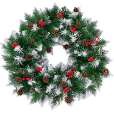 Springos Christmas garland Springos CA1446 110 cm artificial garland with pinecones and rowan berries, green with frosted effect