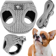 Springos Pressure-free dog and cat harness set Springos PA0237, M 9-13 kg + 150 cm leash, grey