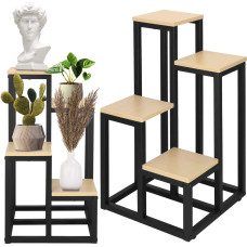 Springos Metal plant stand with 4 shelves Springos GA0206, 67.5 cm, loft style, black/light brown