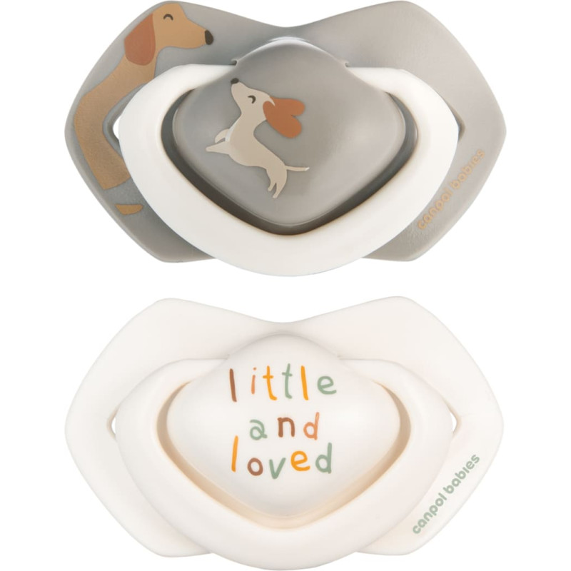 Canpol BABIES silikona simetriskie knupīši Light Touch DOGS, 6-18m,  2 gab.,  22/671