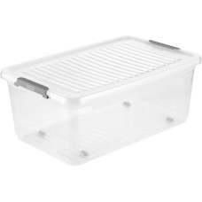 Keeeper Box with Lid on Wheels Clipbox Leo 59x38x24 cm 37L Transparent