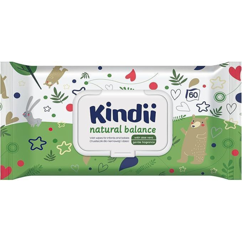 Kindii NATURAL BALANCE WIPES 60 PCS 54930