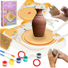 Potter's wheel radošais māla komplekts krāso kaķi dzelteni