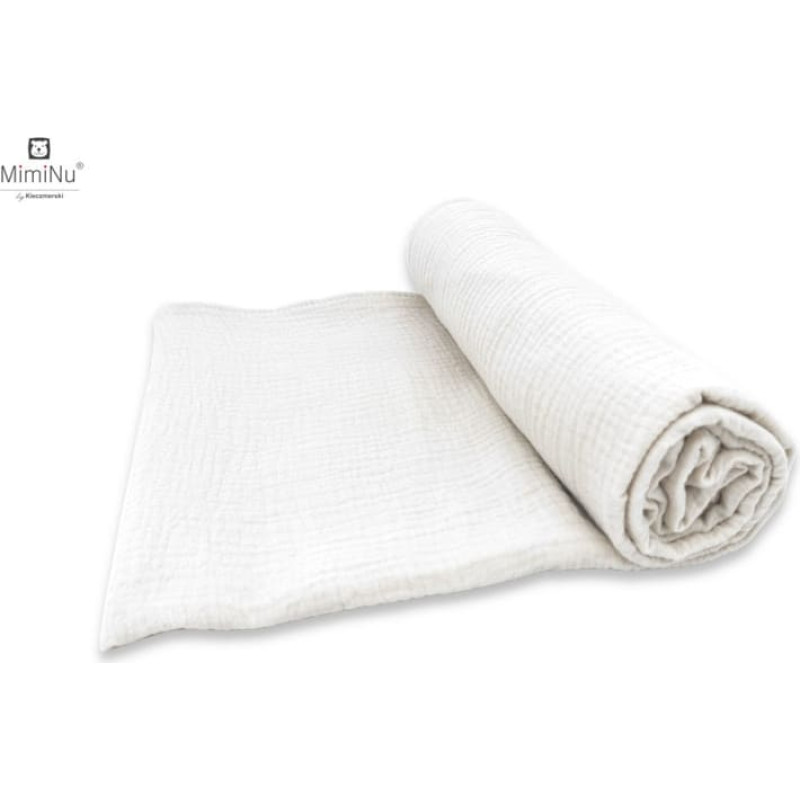 Miminu KIECZMERSKI Otulacz 120x120 MUŚLIN BAWEŁNIANY bawełna 100% śmietanka