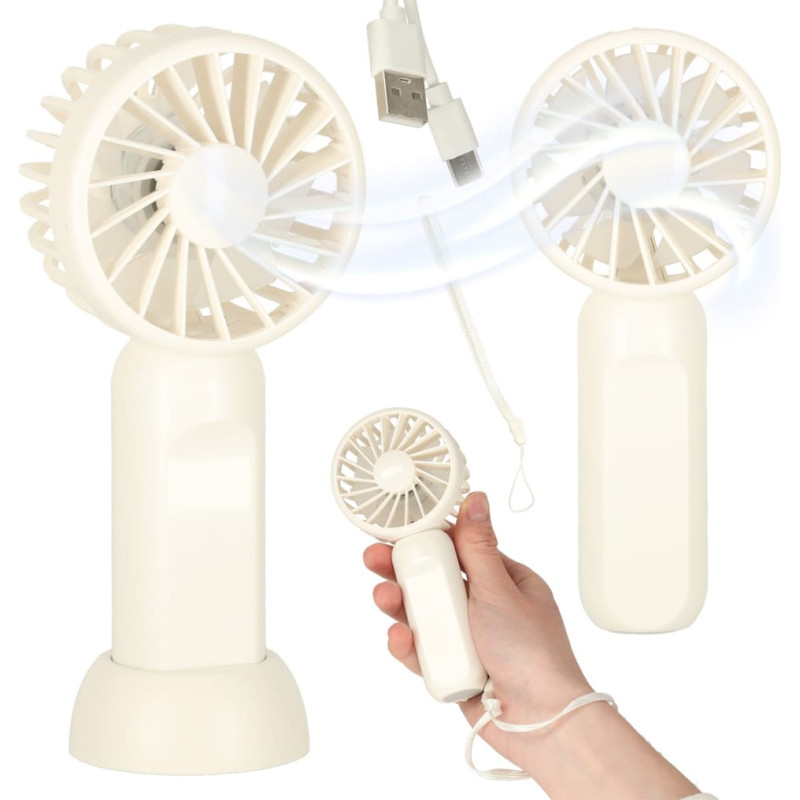Mini desk and handheld fan – portable, USB rechargeable, 13.8 cm