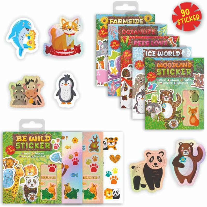 Trendhaus Sticker box - Animals (90 stickers) (1 set, 6 designs)