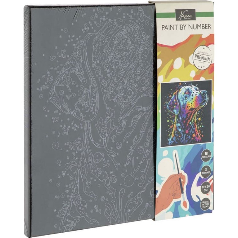 Moxy värvi numbrite järgi Koer mustal põhjal 30 x 30 cm