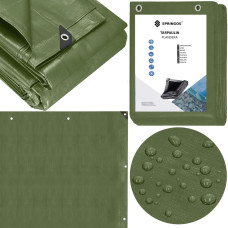 Springos Garden tarpaulin 4x5m 100g/m2 reinforced protective sheet for a car, green