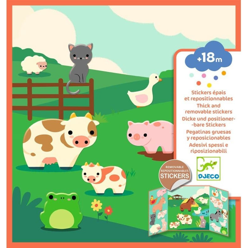 Djeco Thick and removable stickers - Farm animals