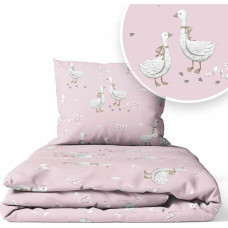 Ankras Cover set - 2 pcs - 120x90, 40x60  - GEESE on a PINK background