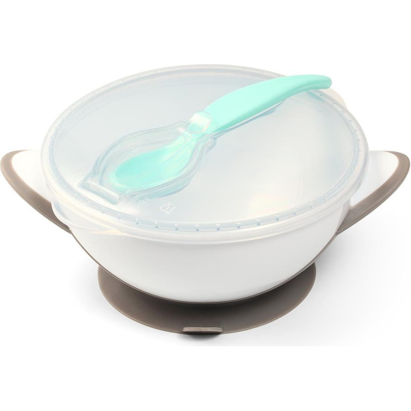 Babyono suction bowl with spoon grey 1063/02