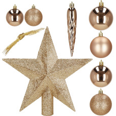 Springos Christmas baubles Springos CA1144 33 pcs decoration set with star, rose gold