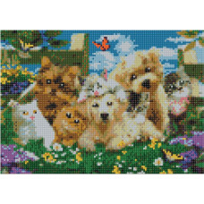 Flamingo Line Daimond Mosaic - 47388 - PUPPIES  & KITTEN - size 30x40 cm