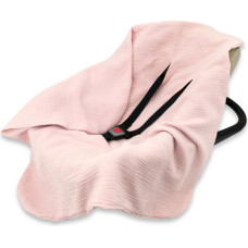 Miminu KIECZMERSKI Otulacz muślinowy - kocyk do nosidełka, fotelika kubełkowego 75x75 cm MUŚLIN bawełna 100% pudrowy r&oacute;ż