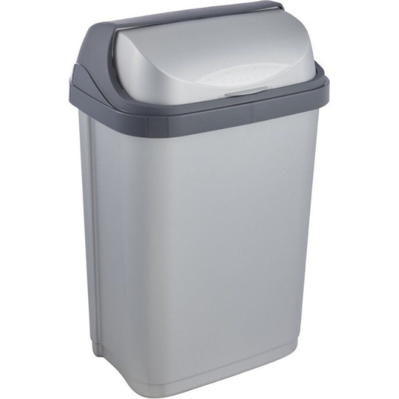 Keeeper Atkritumu spainis ar rotējo&scaron;u vāku 10L Rasmus 25,5x19x39cm gai&scaron;a sudraba krāsā