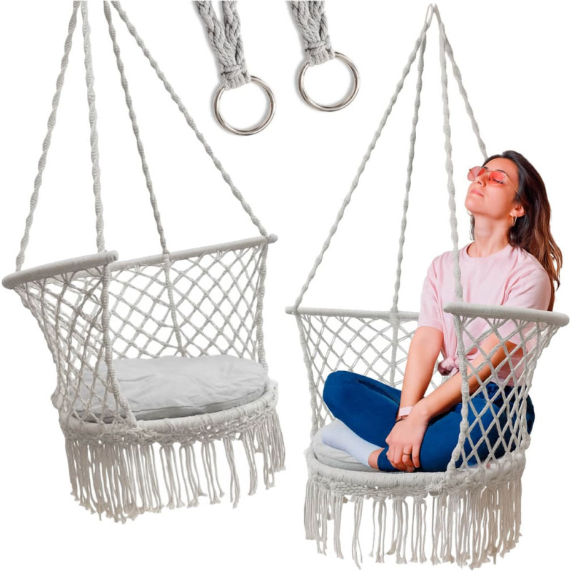 Garden swing "Stork's Nest" with backrest, grey, 80 cm diameter, up to 150 kg