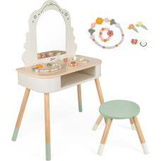 Classic World wooden vanity table with mirror, chair and accessories – pastel