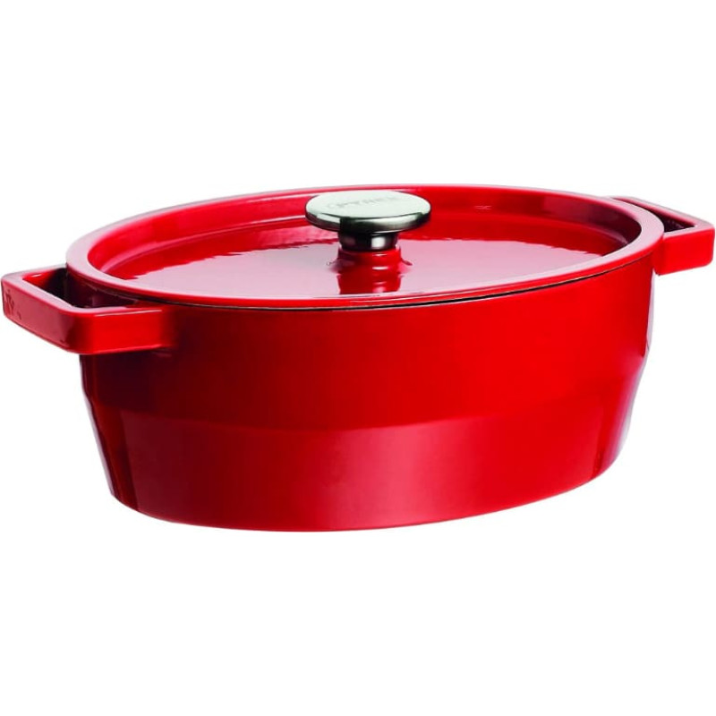 Pyrex Čuguna katls 3,8L Pyrex ovāls 29x21cm sarkans