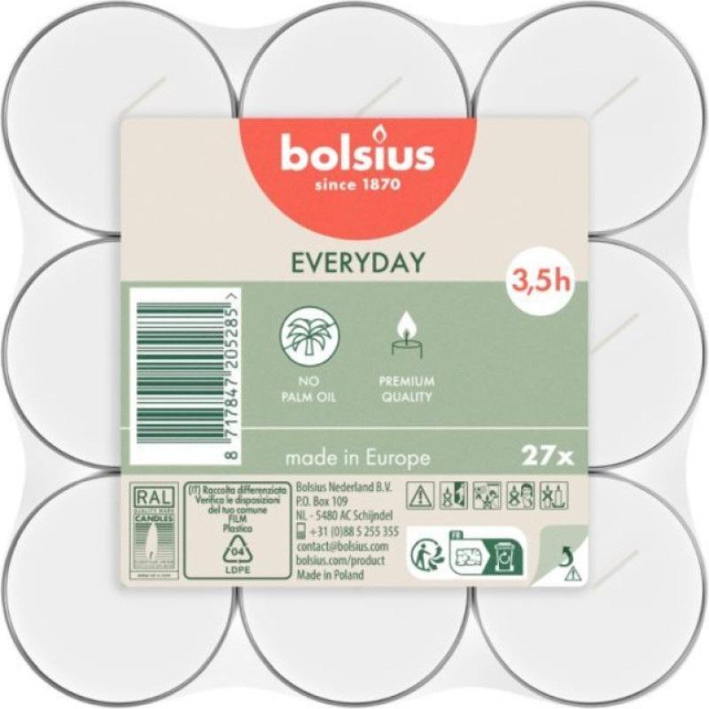 Bolsius Tējas sveces 27gab. baltas