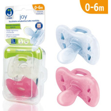 Pacifier Joy 0-6m transp.-rose