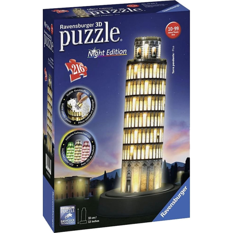 Ravensburger 3D Puzzle Leaning Tower of Pisa with Light, 216 pcs, 10+