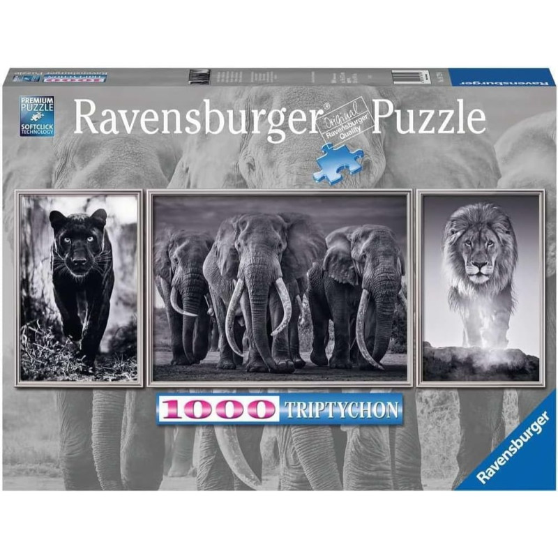 Ravensburger Puzzle 1000 Panthers, Elephants, Lions