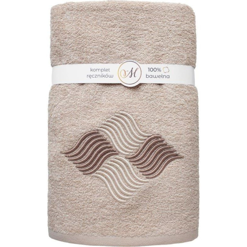 RĘCZNIK KPL.MARIBELLA 3 SZT./30X50/50X100/70X140/ FROTTE HAFT 003 FALE KAWA Z MLEKIEM