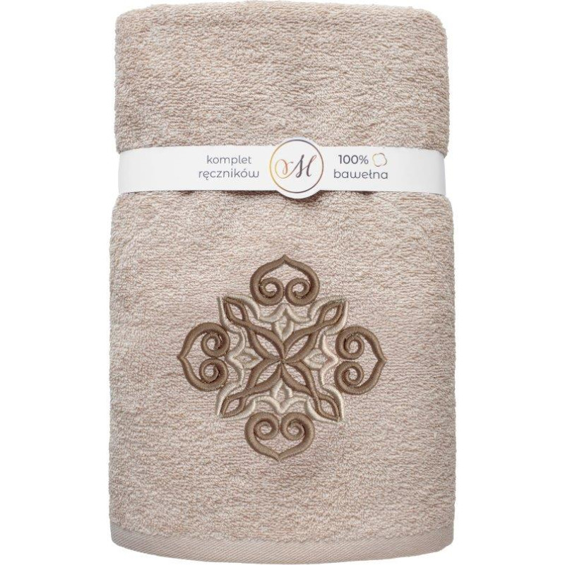 RĘCZNIK KPL.MARIBELLA 3 SZT./30X50/50X100/70X140/ FROTTE HAFT 005 MANDALE KAWA Z MLEKIEM