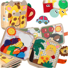 Sensorā izglītojošā 3D filca manipulatīvā grāmatiņa ar kustīgām daļām žirafe