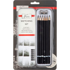 Nassau graphite pencils in a metal case with sharpener, 6 pcs