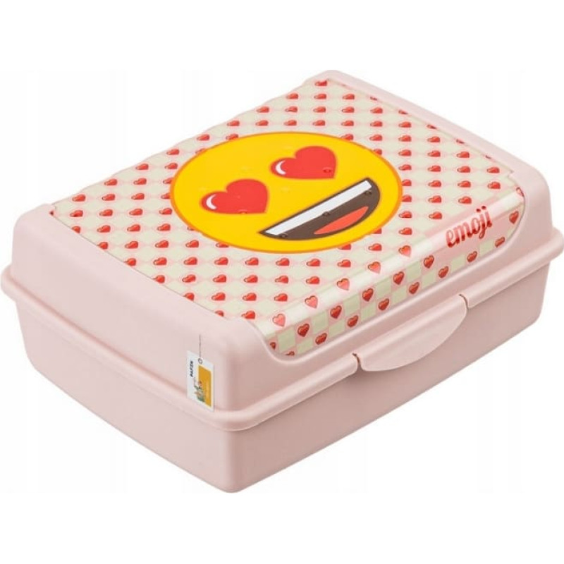 Keeeper Pārtikas uzglabā&scaron;anas trauks deco-click-box midi 1L Carla "Emoji Hearts" 17x13x7cm rozā