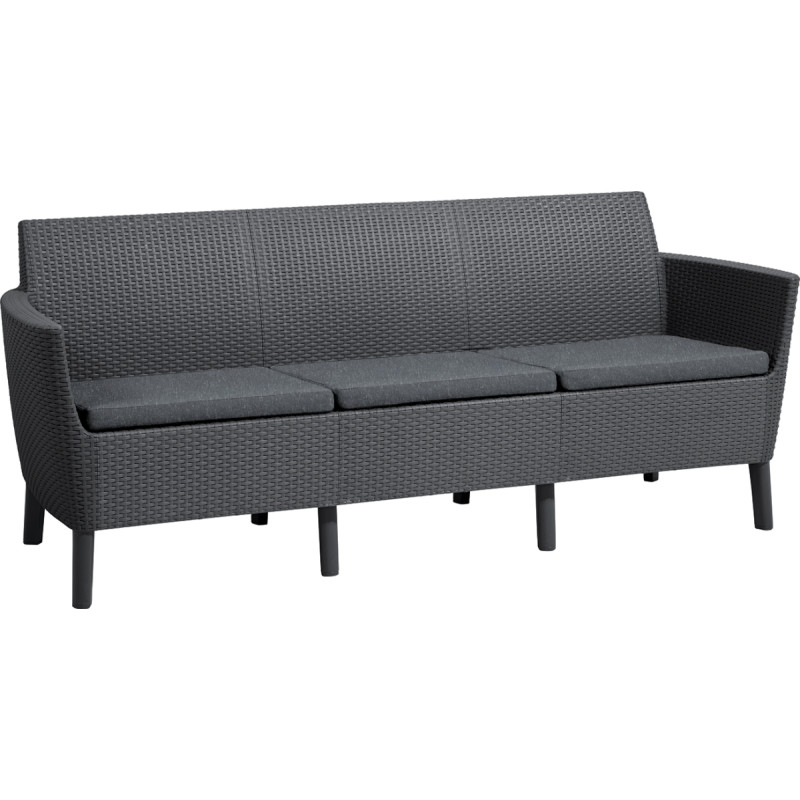 Keter Dārza dīvāns trīsvietīgs Salemo 3 Seater Sofa pelēks